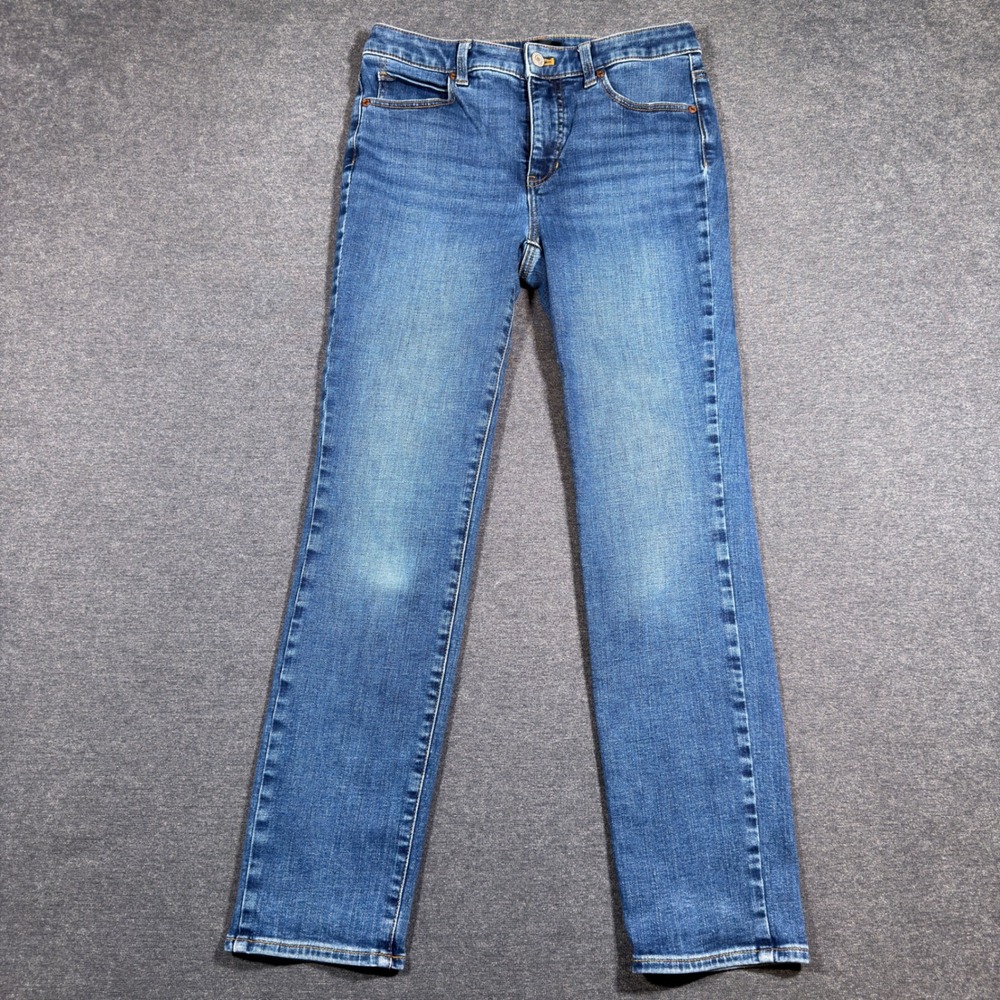 Talbots Straight Leg Jeans Womens 4P Blue Mid Rise Stretch Denim Petite Boho Mom